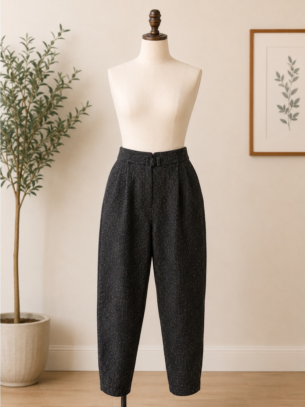 High-Rise Dark Gray Sparkle Trousers